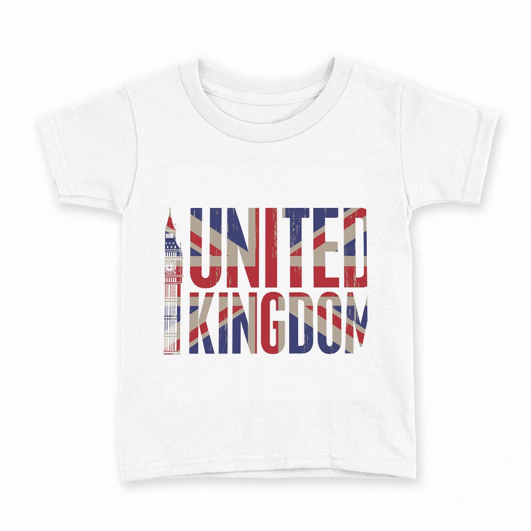 tシャツ キッズ 半袖 白地 デザイン 130 サイズ Tシャツ ティーシャツ T shirt 009224 国旗　英語　風景