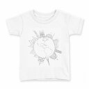 tシャツ キッズ 半袖 白地 デザイン 120 サイズ Tシャツ ティーシャツ T shirt 009269 白 黒 地図(4)