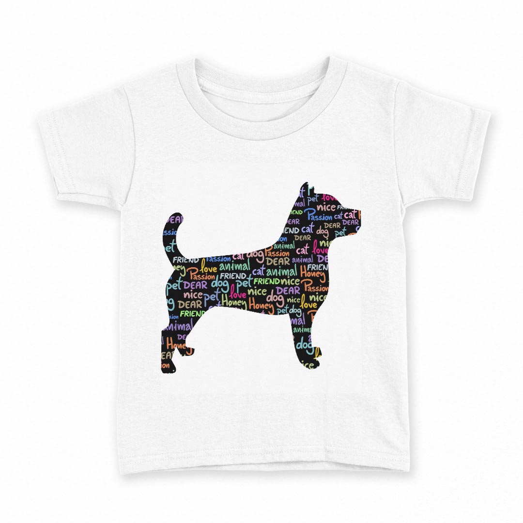 tシャツ キッズ 半袖 白地 デザイン 110 サイズ Tシャツ ティーシャツ T shirt 009334 動物 犬 英語 文字