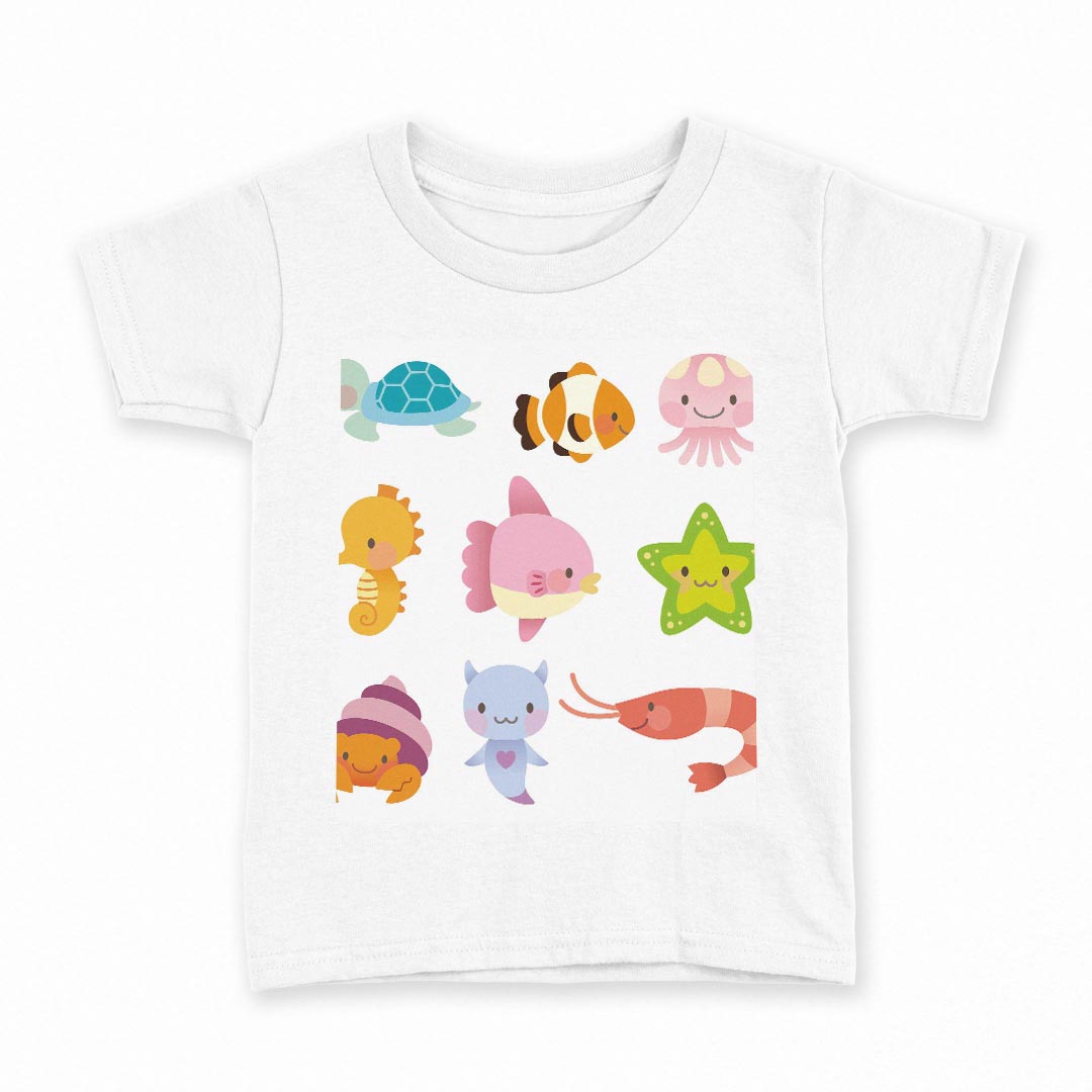 tシャツ キッズ 半袖 白地 デザイン 110 サイズ Tシャツ ティーシャツ T shirt 009347 動物　キャラクター　カラフル