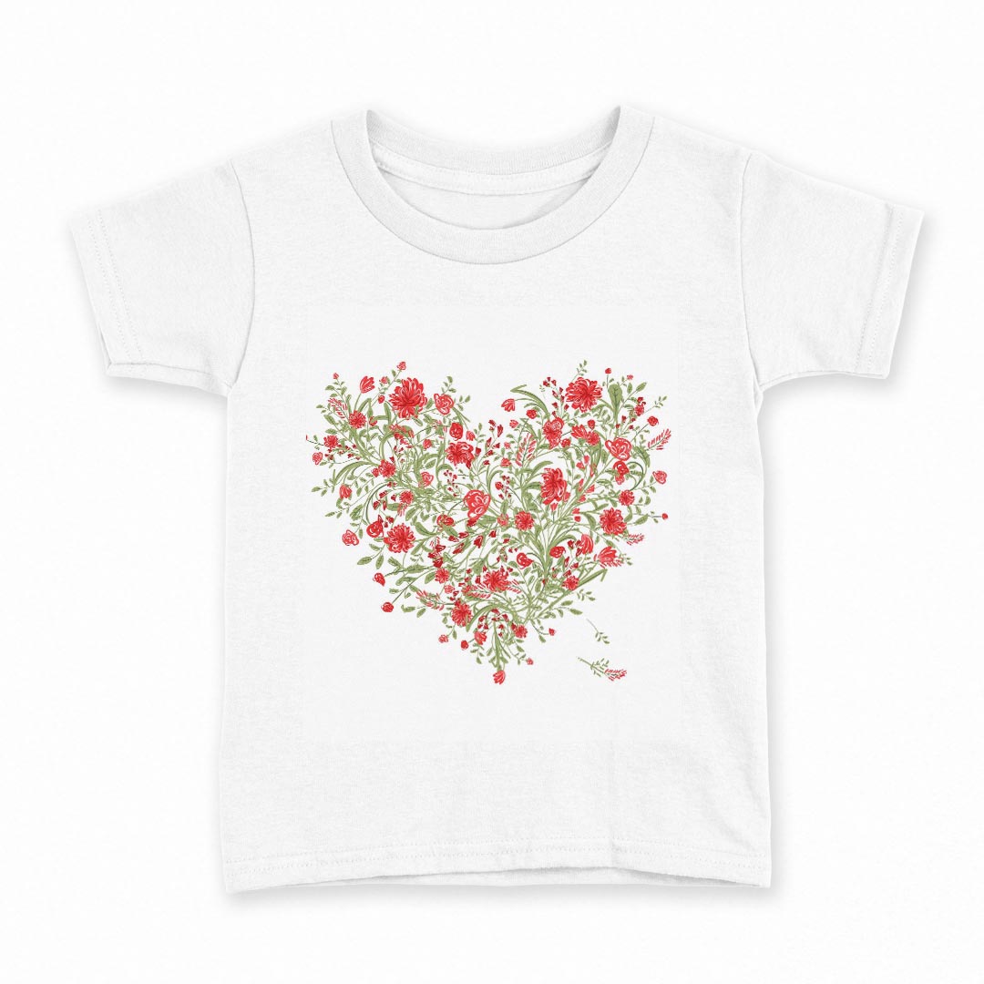 tシャツ キッズ 半袖 白地 デザイン 150 サイズ Tシャツ ティーシャツ T shirt 009411 ハート 赤