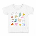 tシャツ キッズ 半袖 白地 デザイン 90 Tシャツ ティーシャツ T shirt 009429 海 貝殻 カラフル(4)