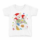 tシャツ キッズ 半袖 白地 デザイン 110 サイズ Tシャツ ティーシャツ T shirt 009440 クリスマス サンタ カラフル(4)
