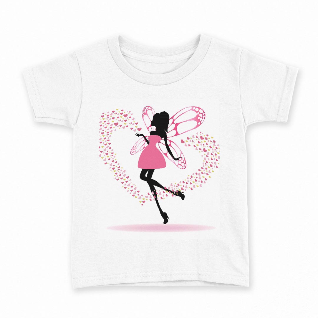 tシャツ キッズ 半袖 白地 デザイン 110 サイズ Tシャツ ティーシャツ T shirt 009498 ハート 妖精 人物