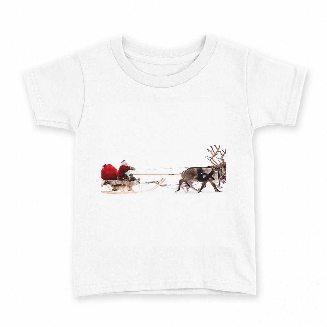 tシャツ キッズ 半袖 白地 デザイン 150 サイズ Tシャツ ティーシャツ T shirt 009501 クリスマス サンタ 写真