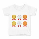 tシャツ キッズ 半袖 白地 デザイン 160 サイズ Tシャツ ティーシャツ T shirt 009512 メダル 金 銀 銅(4)