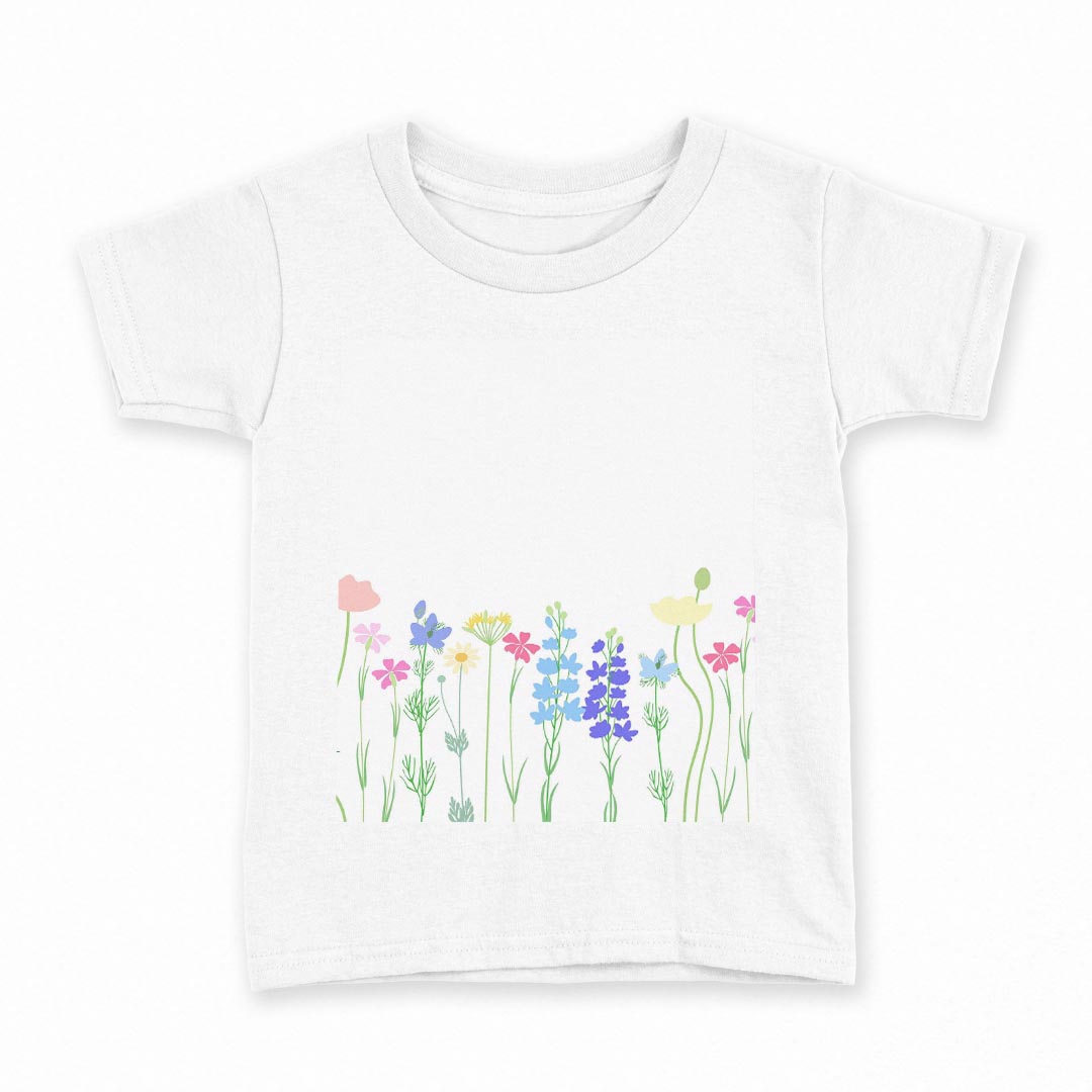 tシャツ キッズ 半袖 白地 デザイン 110 サイズ Tシャツ ティーシャツ T shirt 009621 　花　カラフル