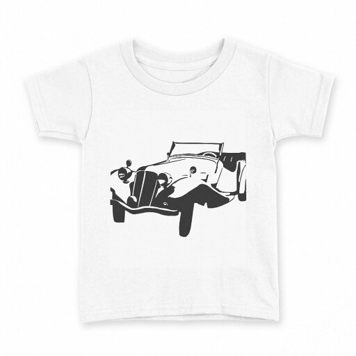 tシャツ キッズ 半袖 白地 デザイン 120 サイズ Tシャツ ティーシャツ T shirt 009643 車 モノクロ 白 黒
