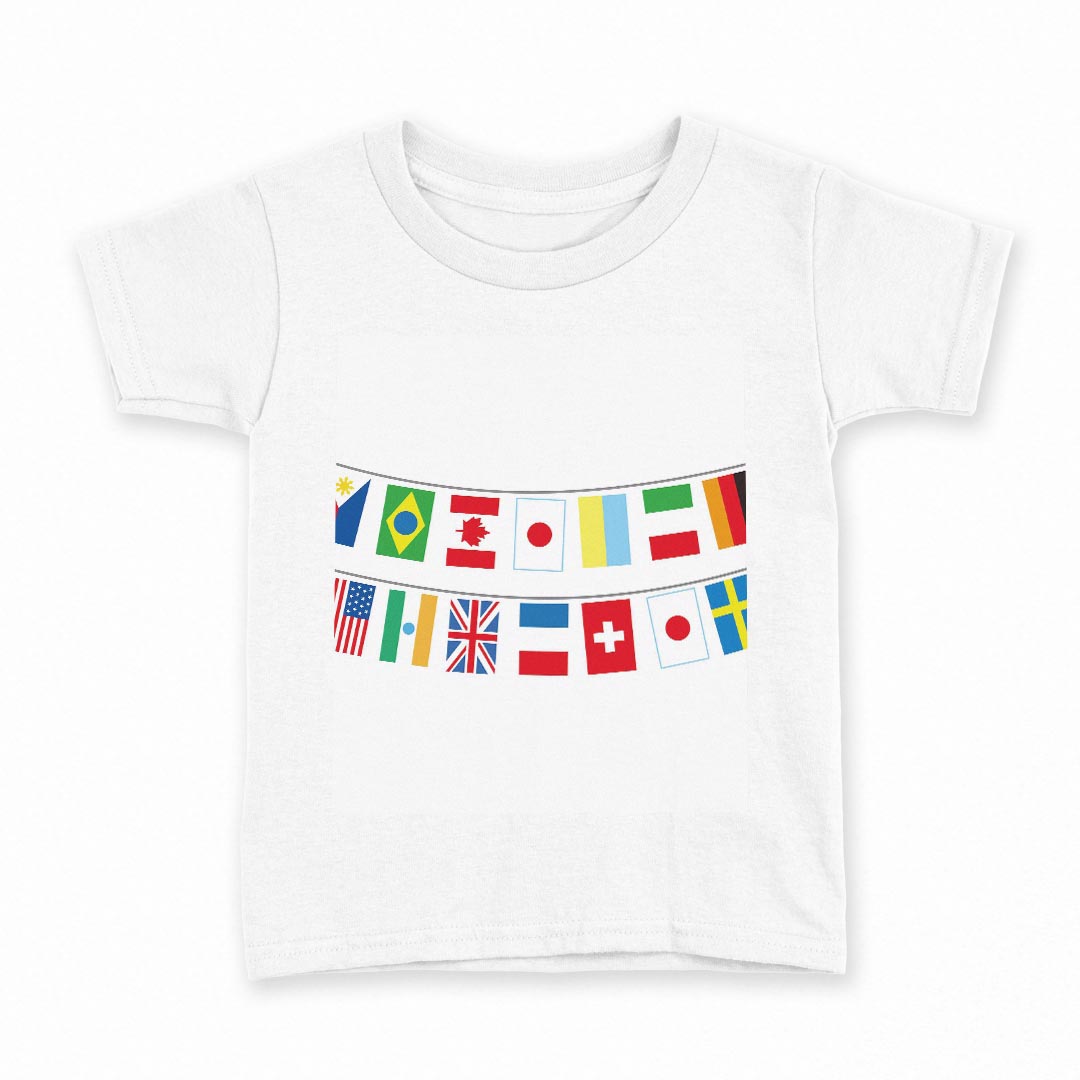 T-Shirts （Short Sleeve） - tシャツ キッズ 半袖 白地 デザイン 110 サイズ Tシャツ ティーシャツ T shirt 009656 国旗　外国　パーティー