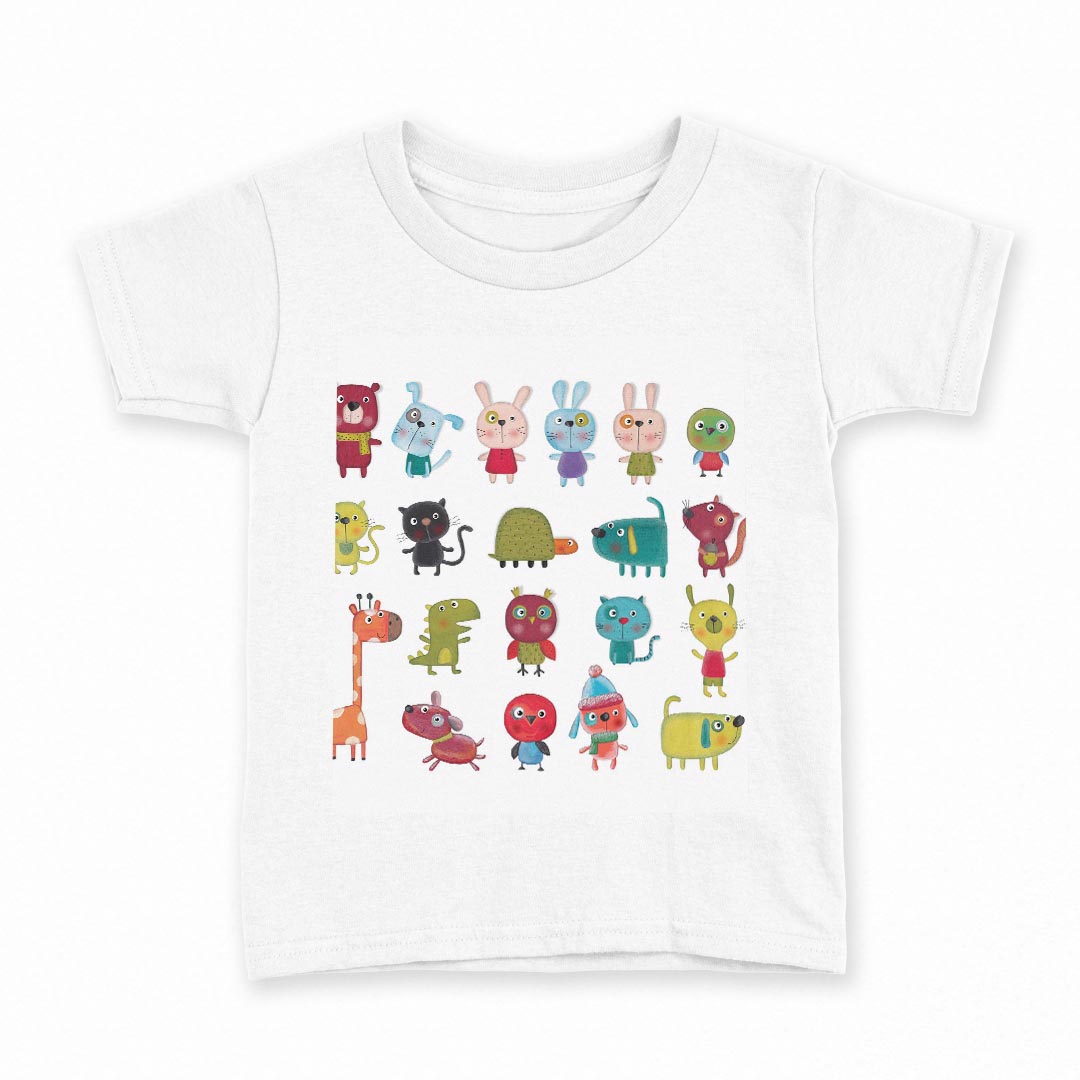 tシャツ キッズ 半袖 白地 デザイン 100 サイズ Tシャツ ティーシャツ T shirt 009660 動物 キャラクター イラスト