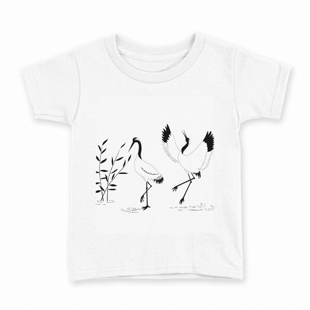 tシャツ キッズ 半袖 白地 デザイン 140 サイズ Tシャツ ティーシャツ T shirt 009676 和風 和柄 鶴