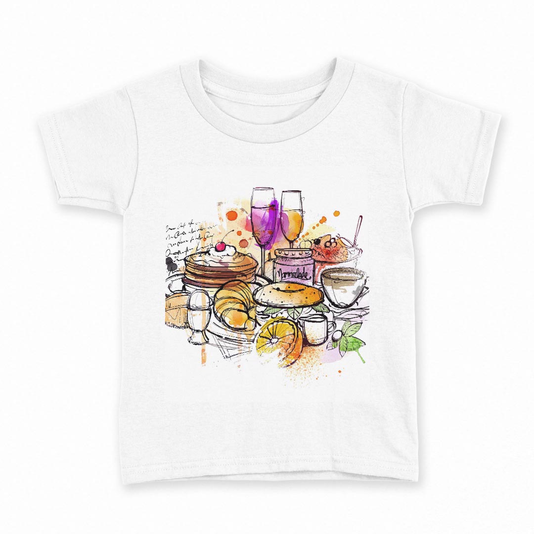 tシャツ キッズ 半袖 白地 デザイン 100 サイズ Tシャツ ティーシャツ T shirt 009708 カフェ　おしゃれ　デザート
