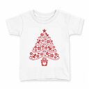 tシャツ キッズ 半袖 白地 デザイン 130 サイズ Tシャツ ティーシャツ T shirt 009717 クリスマス ツリー 赤
