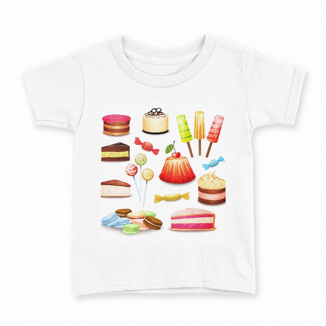 tシャツ キッズ 半袖 白地 デザイン 90 Tシャツ ティーシャツ T shirt 009762 デザート マカロン カラフル