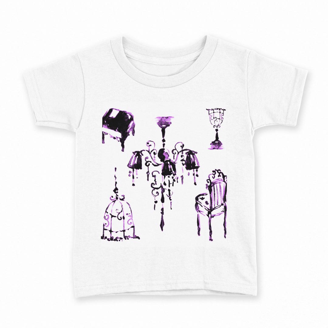 tシャツ キッズ 半袖 白地 デザイン 160 サイズ Tシャツ ティーシャツ T shirt 009774 おしゃれ アンティーク 紫