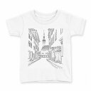 tシャツ キッズ 半袖 白地 デザイン 100 サイズ Tシャツ ティーシャツ T shirt 009942 風景 景色 白 黒(4)