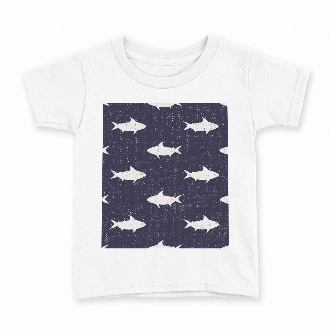 tシャツ キッズ 半袖 白地 デザイン 130 サイズ Tシャツ ティーシャツ T shirt 010112 動物　サメ　模様
