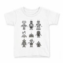 tシャツ キッズ 半袖 白地 デザイン 150 サイズ Tシャツ ティーシャツ T shirt 010128 ロボット モノクロ(4)