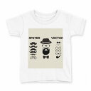tシャツ キッズ 半袖 白地 デザイン 100 サイズ Tシャツ ティーシャツ T shirt 010269 ひげ 黒 シンプル(4)