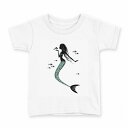 tシャツ キッズ 半袖 白地 デザイン 110 サイズ Tシャツ ティーシャツ T shirt 010279 人魚 マーメイド モノクロ(4)