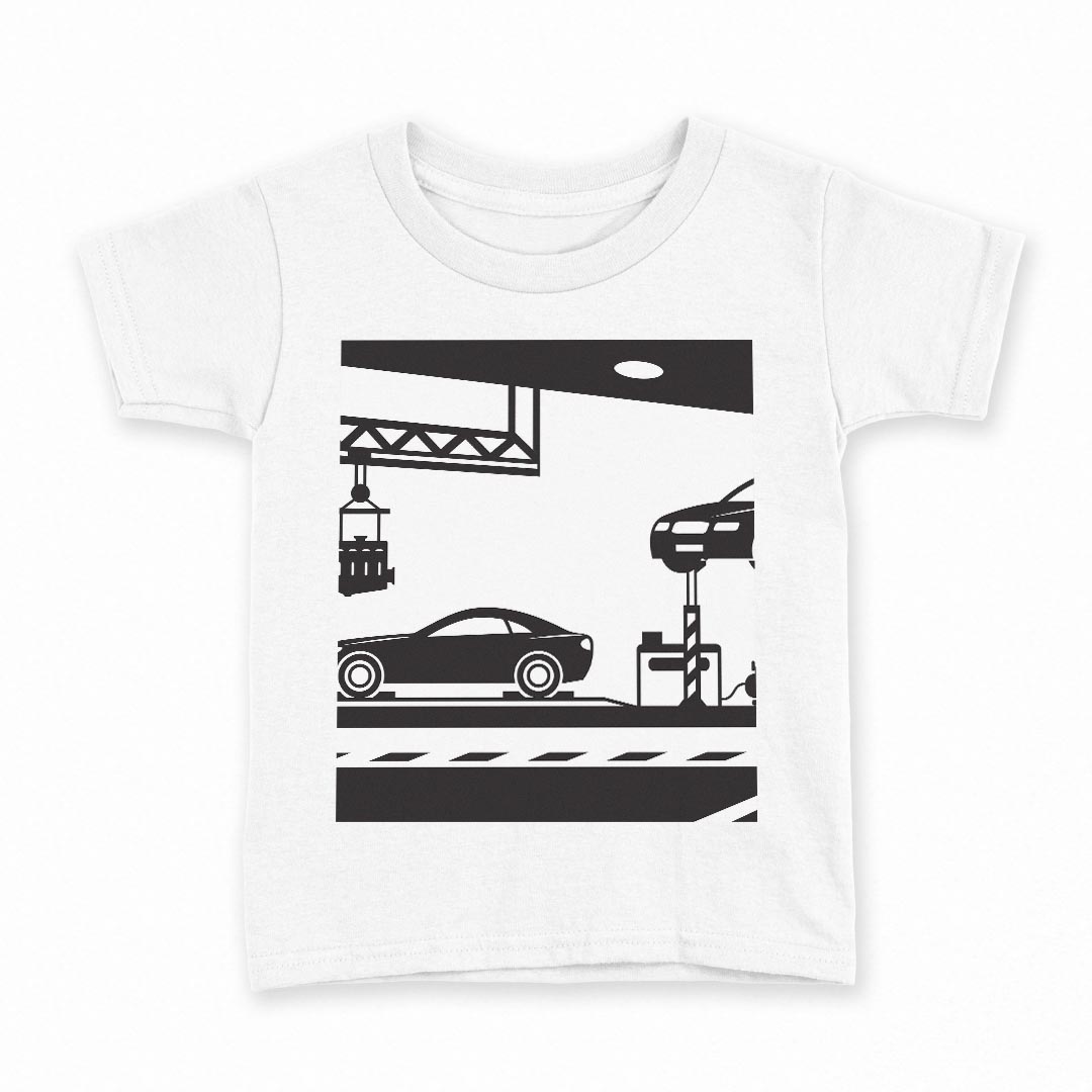 Other - tシャツ キッズ 半袖 白地 デザイン 100 サイズ Tシャツ ティーシャツ T shirt 010311 乗り物　車　モノクロ