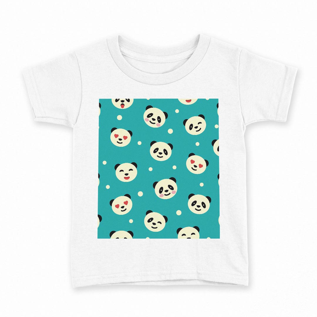 tシャツ キッズ 半袖 白地 デザイン 130 サイズ Tシャツ ティーシャツ T shirt 010372 動物　パンダ　緑