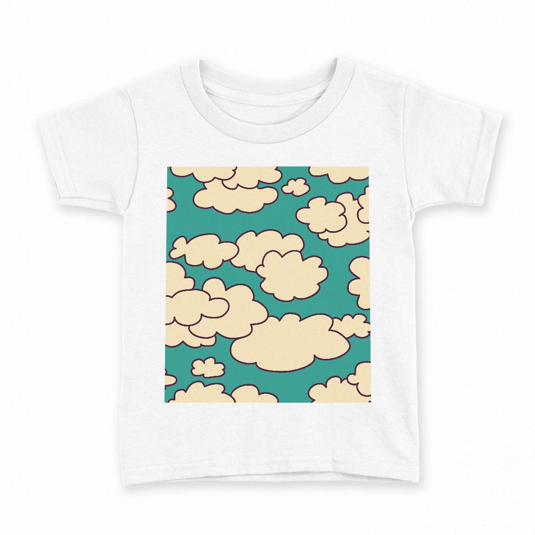 tシャツ キッズ 半袖 白地 デザイン 140 サイズ Tシャツ ティーシャツ T shirt 010417 雲 空 緑