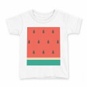 tシャツ キッズ 半袖 白地 デザイン 160 サイズ Tシャツ ティーシャツ T shirt 010433 果物 スイカ 赤 緑(4)