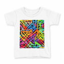tシャツ キッズ 半袖 白地 デザイン 160 サイズ Tシャツ ティーシャツ T shirt 010434 模様 カラフル 派手(4)