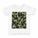 tシャツ キッズ 半袖 白地 デザイン 120 サイズ Tシャツ ティーシャツ T shirt 010453 迷彩 カモフラ 緑(4)