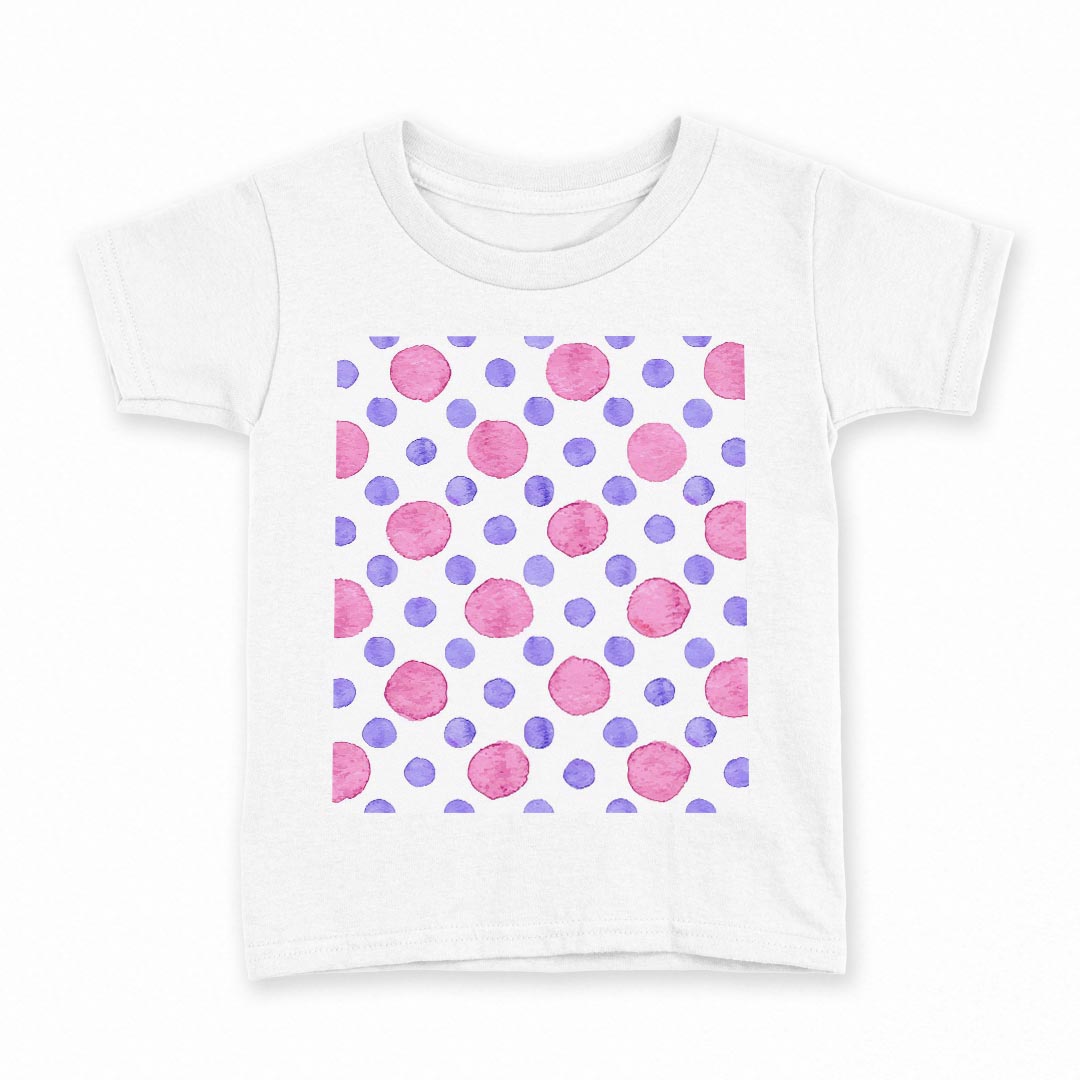 T-Shirts （Half Sleeves） - tシャツ キッズ 半袖 白地 デザイン 100 サイズ Tシャツ ティーシャツ T shirt 010492 水玉　ドット　紫　ピンク