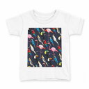 tシャツ キッズ 半袖 白地 デザイン 110 サイズ Tシャツ ティーシャツ T shirt 010546 鳥 インコ フラミンゴ(4)