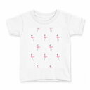 tシャツ キッズ 半袖 白地 デザイン 120 サイズ Tシャツ ティーシャツ T shirt 010552 フラミンゴ 白 ピンク(4)