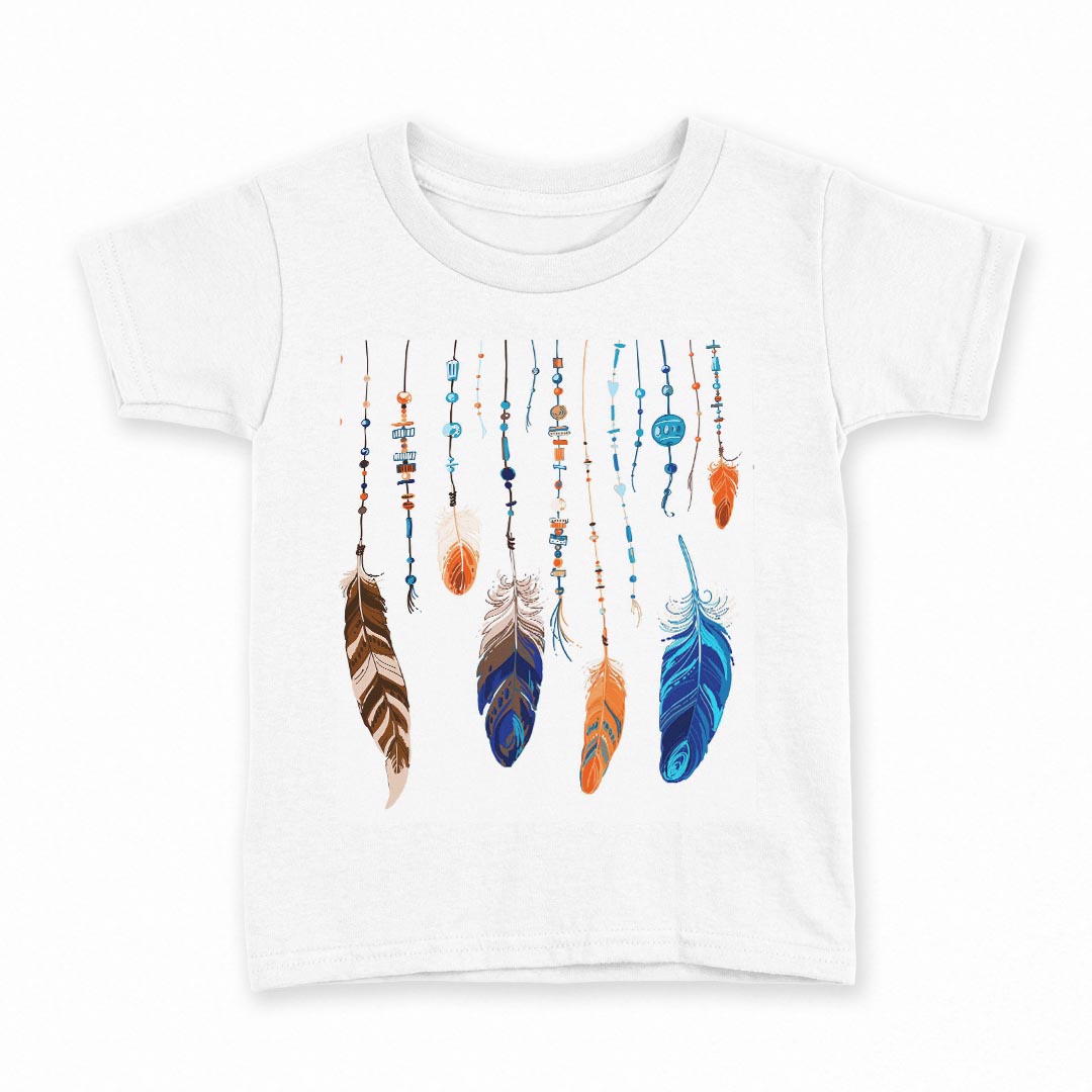 tシャツ キッズ 半袖 白地 デザイン 120 サイズ Tシャツ ティーシャツ T shirt 010597 羽 青 オレンジ