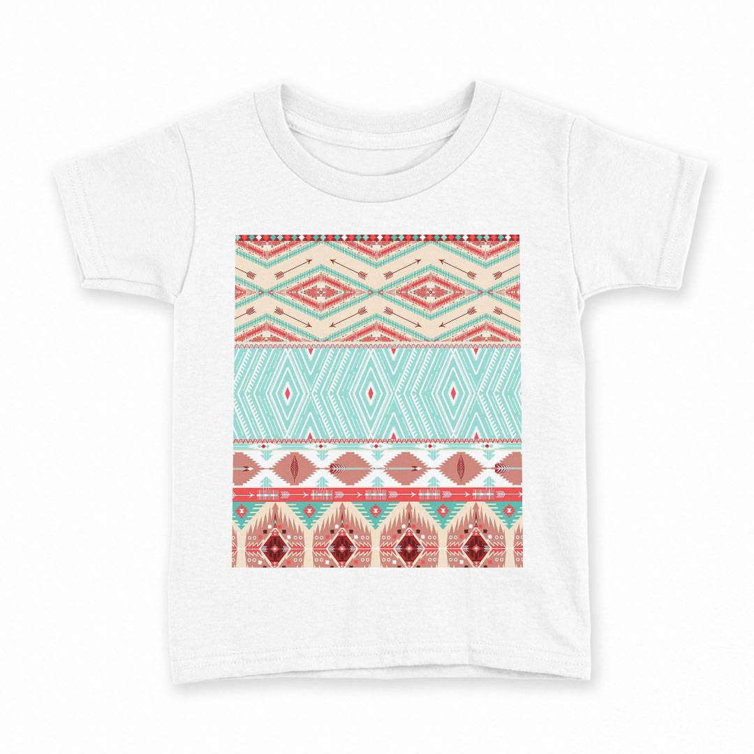 T-Shirts （Short Sleeve） - tシャツ キッズ 半袖 白地 デザイン 100 サイズ Tシャツ ティーシャツ T shirt 010628 ネイティブ柄　赤　緑