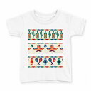 tシャツ キッズ 半袖 白地 デザイン 90 Tシャツ ティーシャツ T shirt 010638 カラフル サボテン ネイティブ柄(4)
