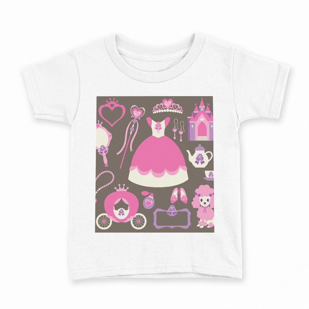 tシャツ キッズ 半袖 白地 デザイン 140 サイズ Tシャツ ティーシャツ T shirt 010813 ガーリー　姫　ピンク