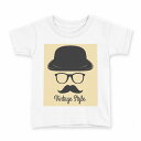 tシャツ キッズ 半袖 白地 デザイン 120 サイズ Tシャツ ティーシャツ T shirt 010904 帽子 ひげ めがね