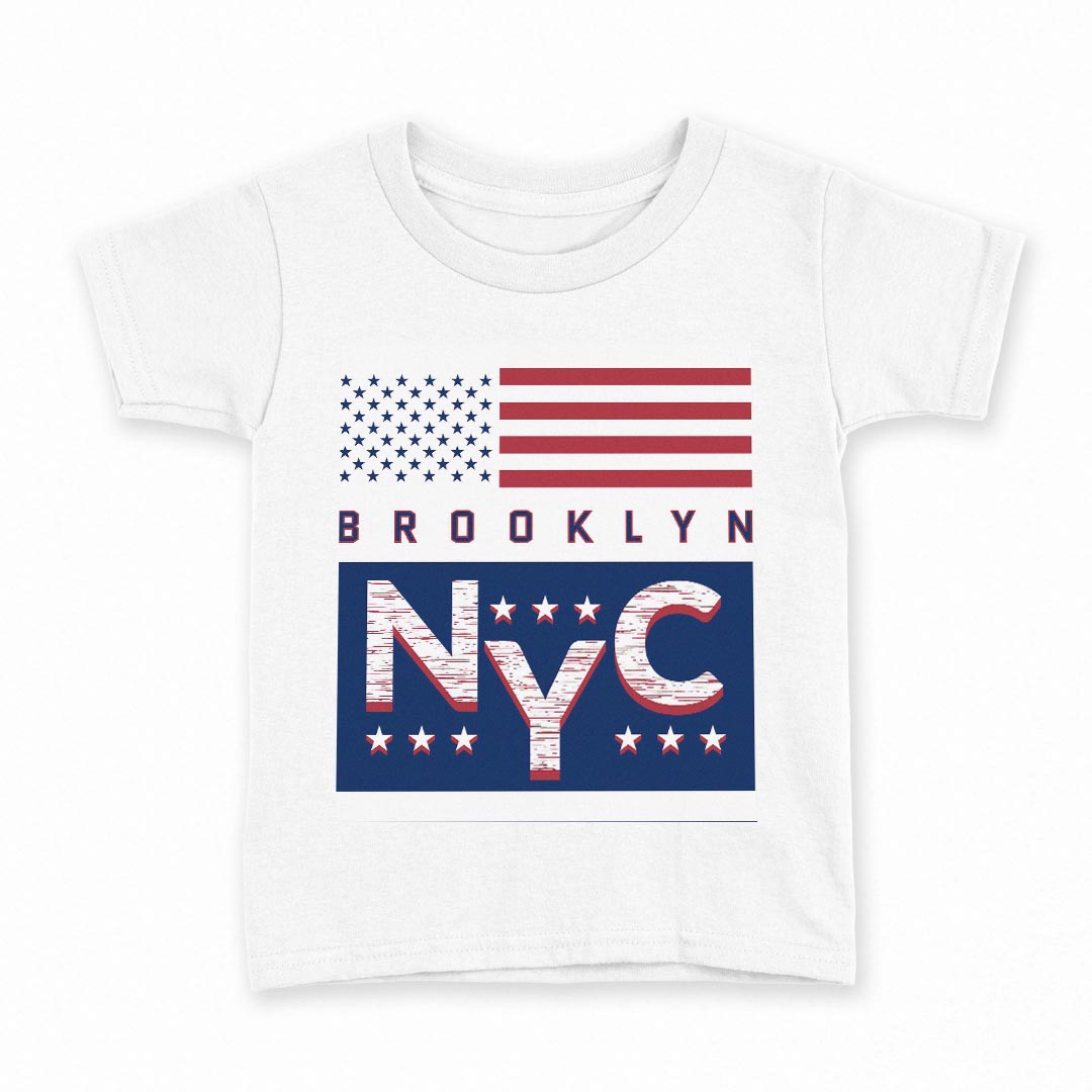 tシャツ キッズ 半袖 白地 デザイン 130 サイズ Tシャツ ティーシャツ T shirt 010912 ブルックリン　..