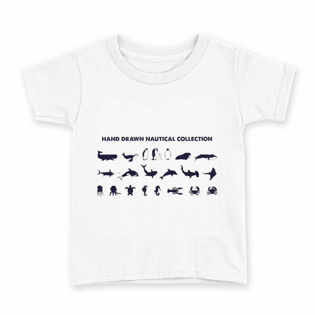 tシャツ キッズ 半袖 白地 デザイン 120 サイズ Tシャツ ティーシャツ T shirt 010921 海 魚 生き物