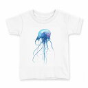 tシャツ キッズ 半袖 白地 デザイン 150 サイズ Tシャツ ティーシャツ T shirt 010932 海 くらげ 青(4)