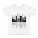 tシャツ キッズ 半袖 白地 デザイン 150 サイズ Tシャツ ティーシャツ T shirt 010954 風景 白 黒