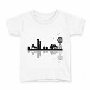 tシャツ キッズ 半袖 白地 デザイン 150 サイズ Tシャツ ティーシャツ T shirt 010977 風景 海辺 白 黒(4)