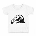 tシャツ キッズ 半袖 白地 デザイン 90 Tシャツ ティーシャツ T shirt 011002 猿 動物 白 黒(4)