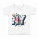 tシャツ キッズ 半袖 白地 デザイン 110 サイズ Tシャツ ティーシャツ T shirt 011072 ニューヨーク カラフル 花(4)
