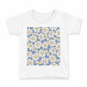 tシャツ キッズ 半袖 白地 デザイン 150 サイズ Tシャツ ティーシャツ T shirt 011108 マーガレット 花 青(4)