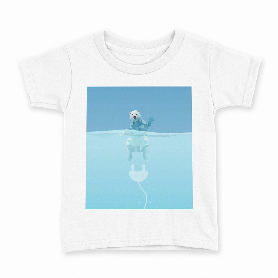 tシャツ キッズ 半袖 白地 デザイン 90 Tシャツ ティーシャツ T shirt 011131 シロクマ　動物　水色