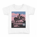 tシャツ キッズ 半袖 白地 デザイン 130 サイズ Tシャツ ティーシャツ T shirt 011208 乗り物 バイク 青 ピンク(4)