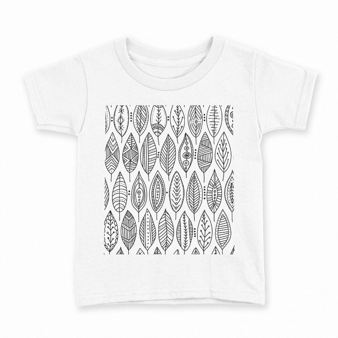 tシャツ キッズ 半袖 白地 デザイン 90 Tシャツ ティーシャツ T shirt 011220 植物　模様　白　黒