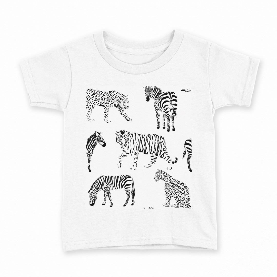tシャツ キッズ 半袖 白地 デザイン 110 サイズ Tシャツ ティーシャツ T shirt 011222 動物 アニマル サファリ